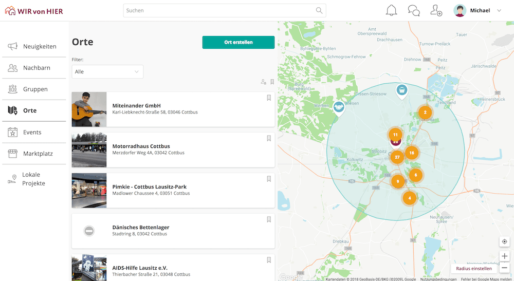 WirVonHier Web App preview